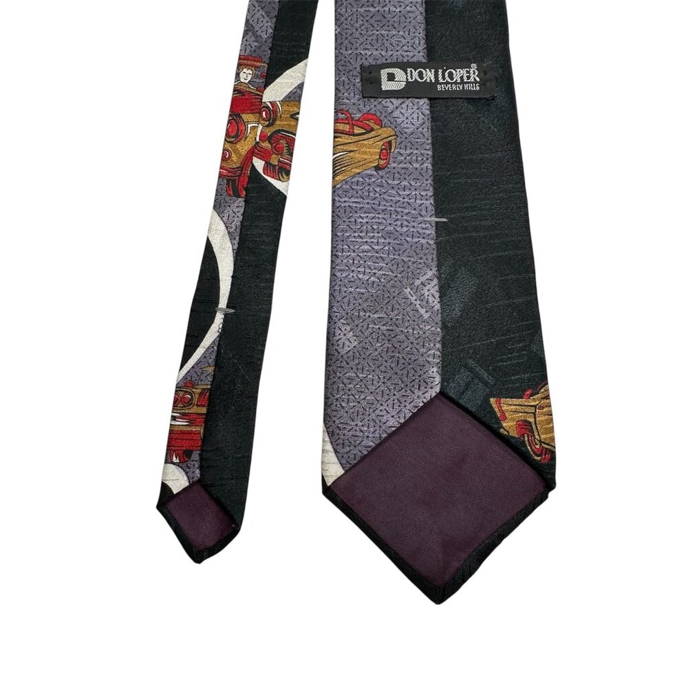 Don Loper Beverly Hills Vintage Silk Tie With Retro Car Design - Picture 4 of 5
